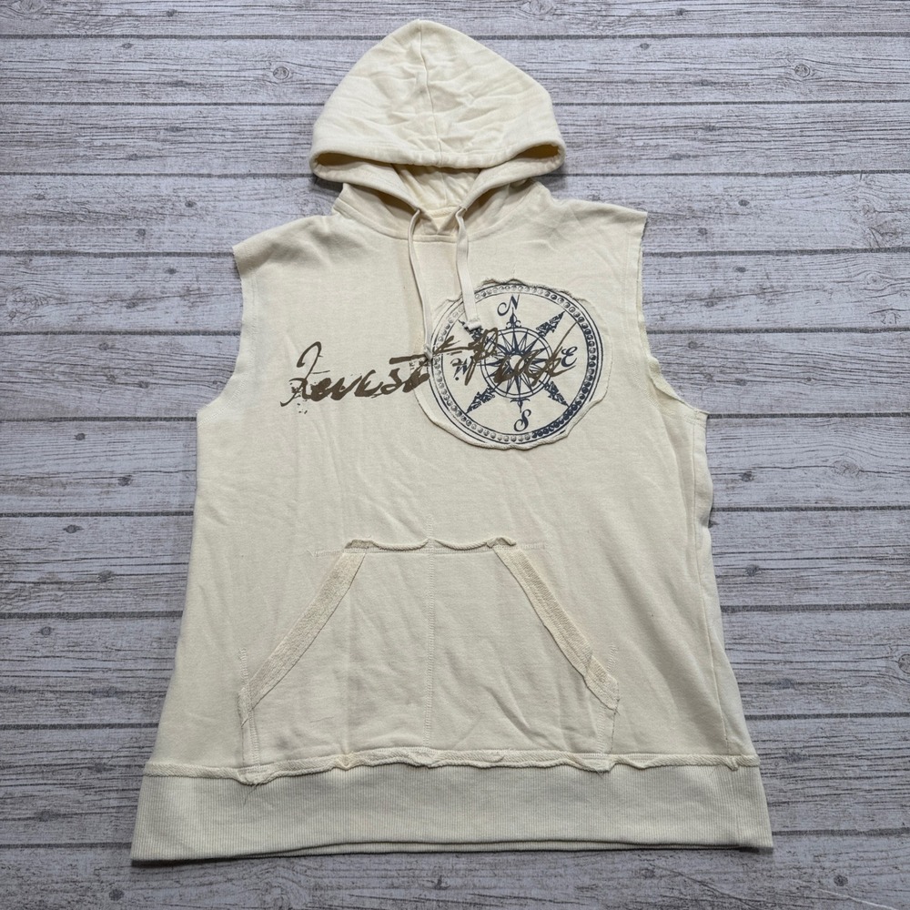 725 Originals Hoodie Men's Medium White Compass Graphic Sleeveless Training Gym